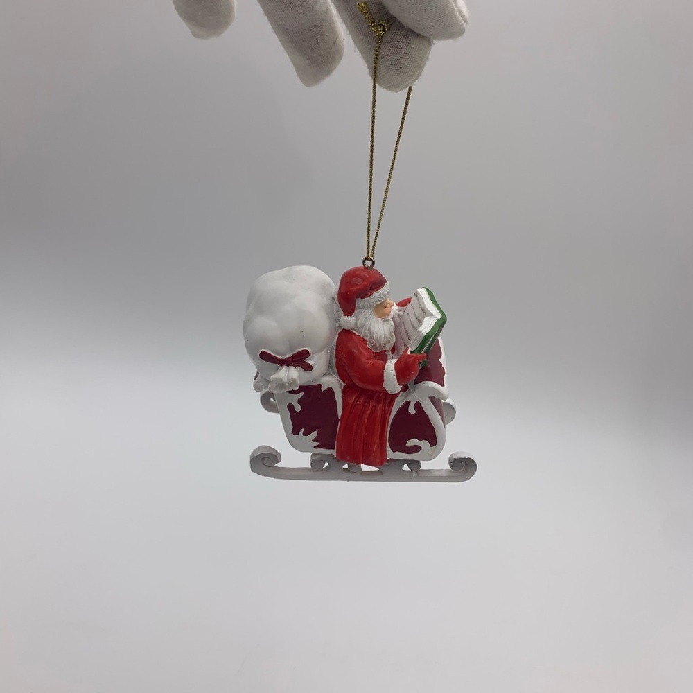 EXCLUSIVE Bas Blue Fifty Shades Of Red Reading Santa On Sleigh New Open Box VTG.